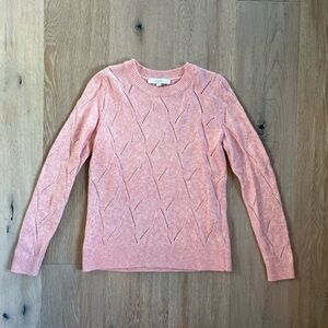 Loft Pink Long Sleeved Sweater with a Pointelle Pattern Light Weight